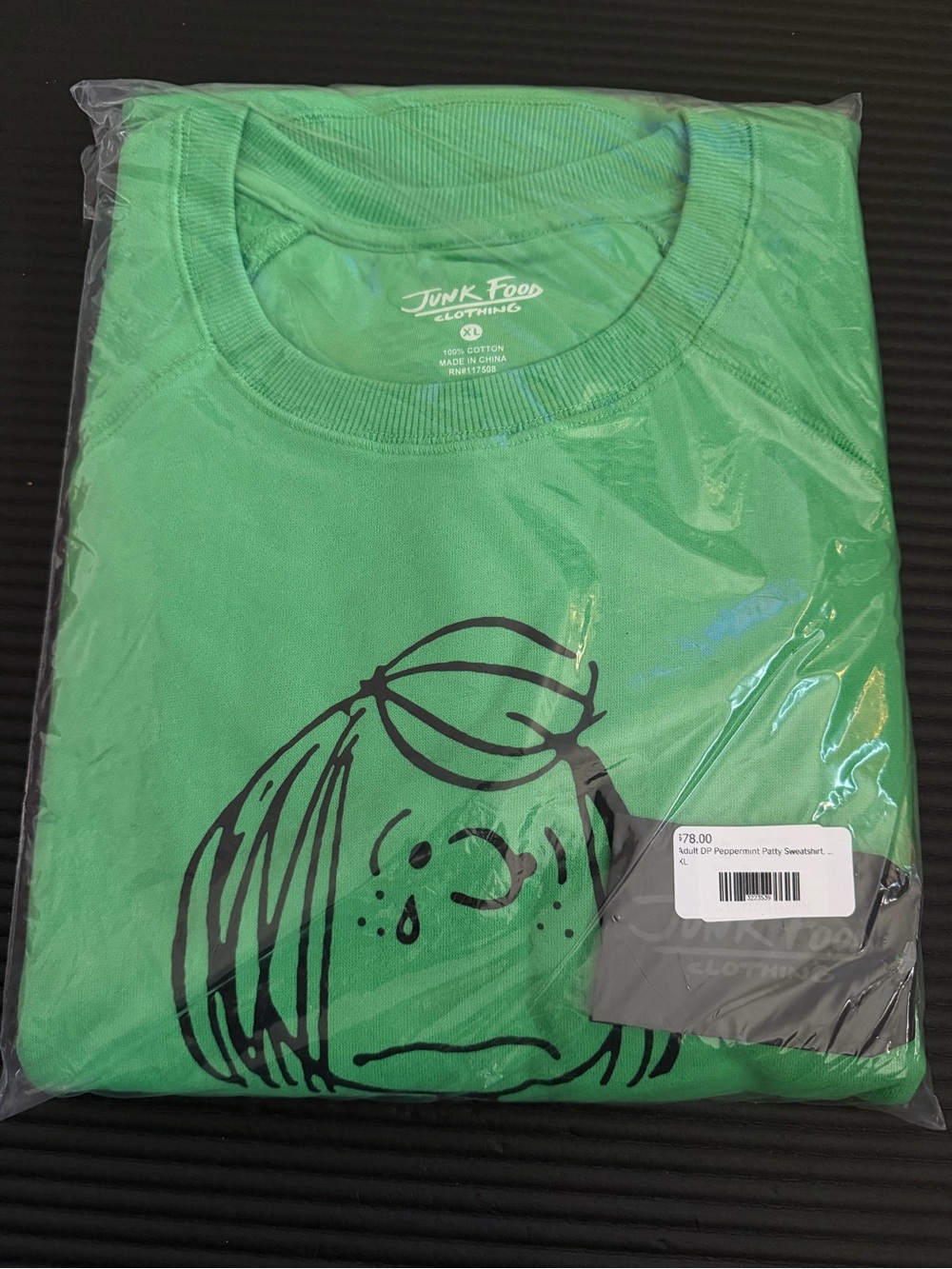 Peanuts Peppermint Patty Green Sweatshirt with Black Graphic - Picture 2 of 3